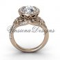 14kt rose gold leaf and vine, flower engagement ring VF301009