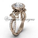 14kt rose gold flower engagement ring VF301010