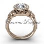 14kt rose gold flower engagement ring VF301010