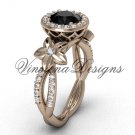 14kt rose gold flower engagement ring, Black Diamond VF301010 14kt rose gold flower engagement ring, Black Diamond VF301010
