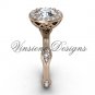 14k rose gold diamond engagement ring, "Forever One" Moissanite VF301011