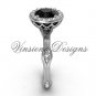 14k white gold diamond engagement ring, Black Diamond VF301011