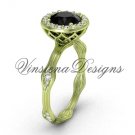 14k yellow gold diamond engagement ring, Black Diamond VF301011