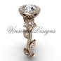 14kt rose gold diamond leaf and vine, floral engagement ring VF301012
