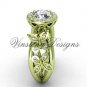 14kt yellow gold butterfly engagement ring, "Forever One" Moissanite VF301013