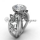 platinum butterfly engagement ring, "Forever One" Moissanite VF301013