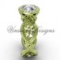 14kt yellow gold flower engagement ring, "Forever One" Moissanite VF301014