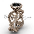 14kt rose gold flower engagement ring, Black Diamond VF301014 14kt rose gold flower engagement ring, Black Diamond VF301014