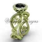 14kt yellow gold flower engagement ring, Black Diamond VF301014 14kt yellow gold flower engagement ring, Black Diamond VF301014