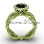 14kt yellow gold flower engagement ring, Black Diamond VF301014