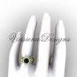 14kt yellow gold flower engagement ring, Black Diamond VF301014