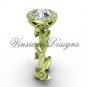 14kt yellow gold diamond leaf and vine, halo engagement ring VF301015