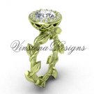 14kt yellow gold diamond leaf and vine, halo engagement ring, "Forever One" Moissanite VF301015 14kt yellow gold diamond leaf and vine, halo engagement ring, "Forever One" Moissanite VF301015