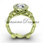 14kt yellow gold diamond leaf and vine engagement ring, Moissanite VF301016