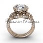 14kt rose gold flower engagement ring VF301017