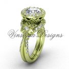 14kt yellow gold flower engagement ring VF301017