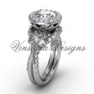 14kt white gold flower engagement ring, "Forever One" Moissanite VF301017 14kt white gold flower engagement ring, "Forever One" Moissanite VF301017