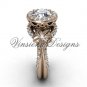 14kt rose gold flower engagement ring, "Forever One" Moissanite VF301017