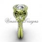 14kt yellow gold flower engagement ring, "Forever One" Moissanite VF301017