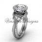 platinum flower engagement ring, "Forever One" Moissanite VF301017