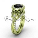 14kt yellow gold flower engagement ring, Black Diamond VF301017 14kt yellow gold flower engagement ring, Black Diamond VF301017