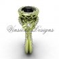 14kt yellow gold flower engagement ring, Black Diamond VF301017