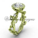 14kt yellow gold diamond leaf and vine engagement ring VF301018