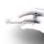 14kt white gold diamond leaf and vine engagement ring, Black Diamond VF301018