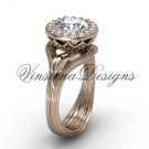14kt rose gold diamond leaf and vine engagement ring VF301019