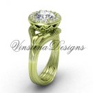 14kt yellow gold diamond leaf and vine engagement ring VF301019