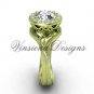 14kt yellow gold diamond leaf and vine engagement ring, "Forever One" Moissanite VF301019