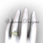 14kt yellow gold diamond leaf and vine engagement ring, "Forever One" Moissanite VF301019