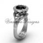14kt white gold diamond leaf and vine engagement ring, Black Diamond VF301019