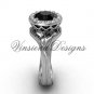 14kt white gold diamond leaf and vine engagement ring, Black Diamond VF301019