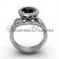14kt white gold diamond leaf and vine engagement ring, Black Diamond VF301019