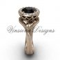 14kt rose gold diamond leaf and vine engagement ring, Black Diamond VF301019