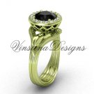 14kt yellow gold diamond leaf and vine engagement ring, Black Diamond VF301019