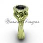 14kt yellow gold diamond leaf and vine engagement ring, Black Diamond VF301019