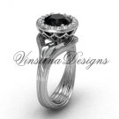 platinum diamond leaf and vine engagement ring, Black Diamond VF301019