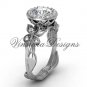 platinum butterfly, leaf and vine engagement ring VF301020