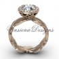 14kt rose gold diamond leaf and vine engagement ring VF301021