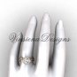 14kt rose gold diamond leaf and vine engagement ring, "Forever One" Moissanite VF301021