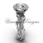platinum diamond leaf and vine engagement ring, "Forever One" Moissanite VF301021