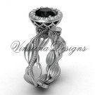 platinum diamond leaf and vine engagement ring, Black Diamond VF301021