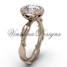14kt rose gold diamond leaf and vine engagement ring VF301022