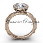 14kt rose gold diamond leaf and vine engagement ring VF301022