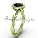 14kt yellow gold diamond leaf and vine engagement ring, Black Diamond VF301022 14kt yellow gold diamond leaf and vine engagement ring, Black Diamond VF301022