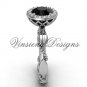 platinum diamond leaf and vine engagement ring, Black Diamond VF301022