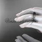 14kt white gold diamond, Round Tahitian Black Cultured Pearl engagement ring VBP870
