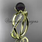 14kt yellow gold diamond, Round Tahitian Black Cultured Pearl engagement ring VBP870 14kt yellow gold diamond, Round Tahitian Black Cultured Pearl engagement ring VBP870